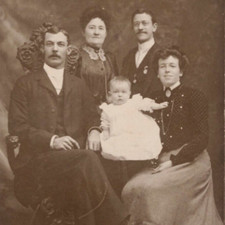 Cabinet Card Photo Portrait of Victorian Family of 6 With Baby  Grandmother