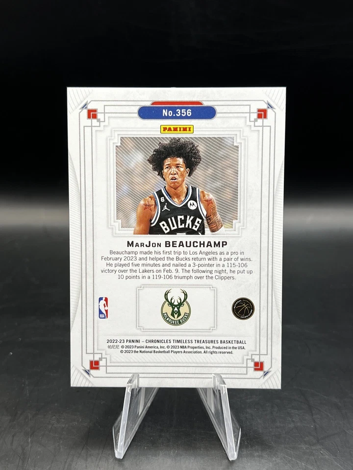2022-23 Panini Chronicles Timeless Treasures MarJon Beauchamp /249 RC Milwaukee - Image 2 of 2