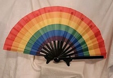 LARGE HAND FAN FOR FESTIVALS -RAINBOW