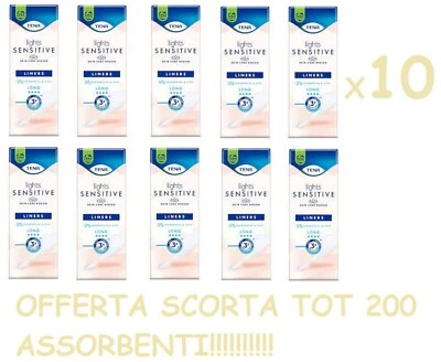 Tena Lights Sensitive Long 20 Pezzi x 10 Confezioni Totale 200 Assorbenti - Imagen 1 de 4