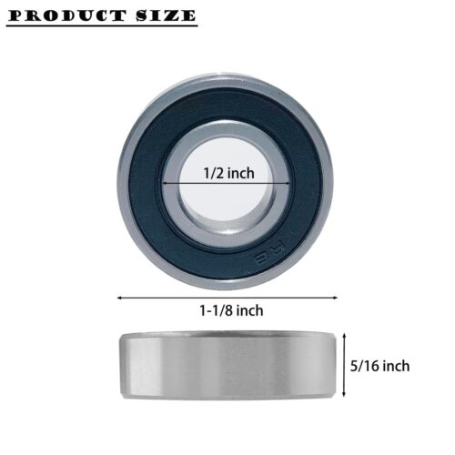 10 PCS R8-2RS 1/2 Inch Bore Double Rubber Sealed Roller Ball Bearing 1/2 X1-1/8 - Picture 2 of 6
