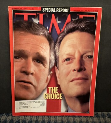 2000 November 6th Time Magazine, George Bush, Al Gore (B32)