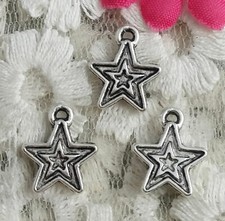 Free Ship 180 pcs Antique silver star charms 14X11mm H-3484