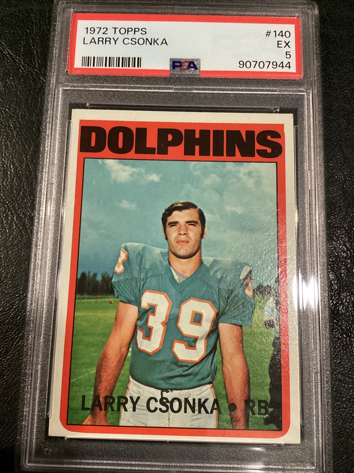1972 Topps football card #140 Larry Csonka Miami Dolphins graded PSA 5 EX LowPop