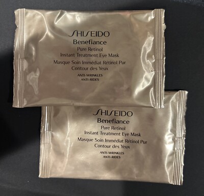 (LOT OF 2) Shiseido Benefiance Pure Retinol INSTANT TREATMENT EYE MASK 4 Sheets