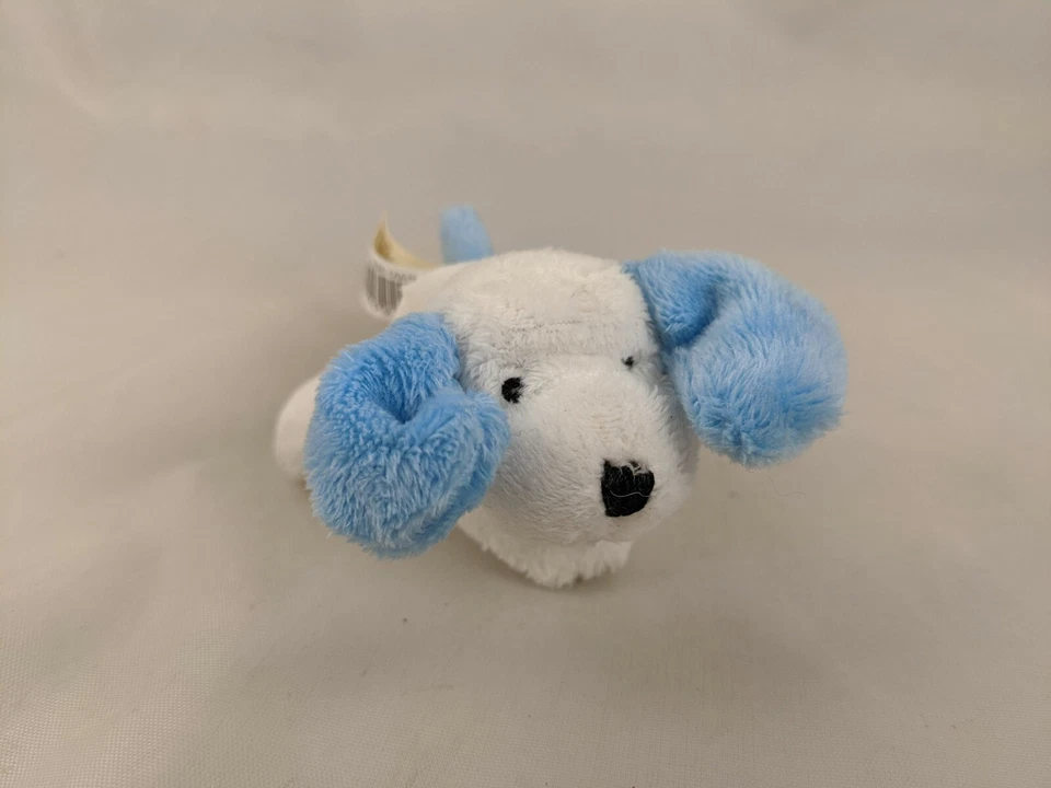 Dan Dee White Dog Blue Ears Plush 4 Inch Squeeze Pinch Stuffed Animal toy - Image 2 of 4
