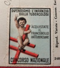 Erinnofilo Lotta Anti tubercolare Giornata delle due Croci anni 30 Tubercolosi
