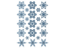Snowflakes 23 pcs Blue Fused Glass Decals