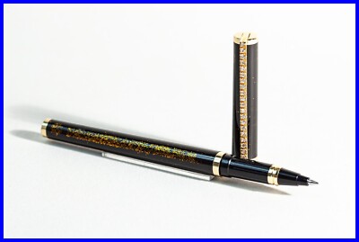 1990er Rollerball Gold Flakes & Diamanten S.T. DUPONT Paris Lacque de Chine 