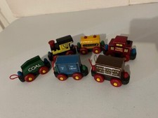 Vintage Wooden Train Set Montgomery Schoolhouse The Midget Railway 6 pieces