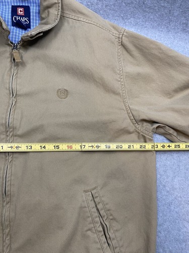 Chaps Vintage Bomber Jacket Oversized Beige Collared Full Zip Mens Size M - Picture 10 of 12