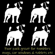 Jack Russell Terrier Four Pack White Vinyl Decals Car Truck Window Laptop Tablet