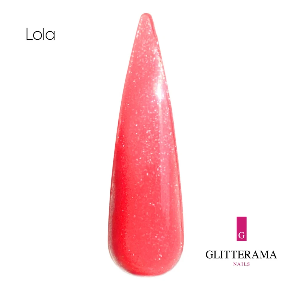 LOLA Coloured glitter acrylic powder Glitterama coral pink neon bright neon vibe
