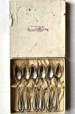 Vintage WM Rodgers Set of 6 Grapefruit Spoons 6" Serving Flatware Ornate Spoons