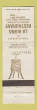 Matchbook Cover - La Vigna Restaurant Greenvale NY