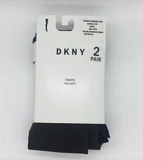 DKNY Opaque Control Top Tights 2-Pack, Small, Brown/Black