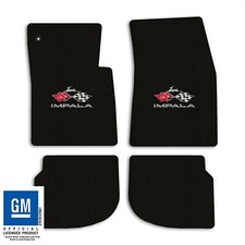 1963-1964 Chevrolet Impala - Black Classic Loop Carpet Floor Mats - Flags Logo 1963-1964 Chevrolet Impala - Black Classic Loop Carpet Floor Mats - Flags Logo