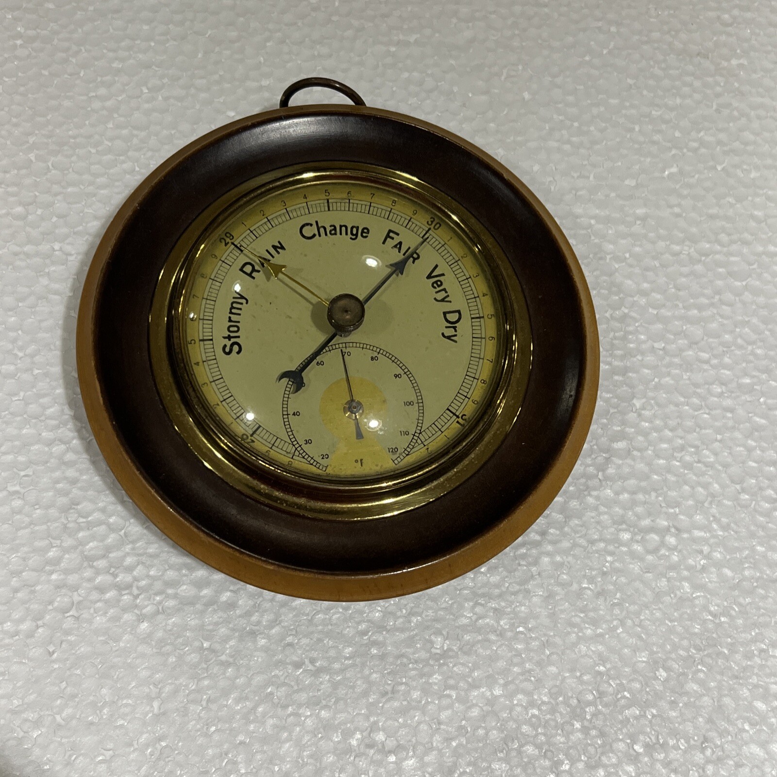 Vintage Hoffritz NY Hanging Barometer Wood Metal Made In Germany