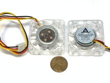 2 Pieces Blue LED mini 12V 4010 40x40x10mm DC Cooling Fan micro brushless