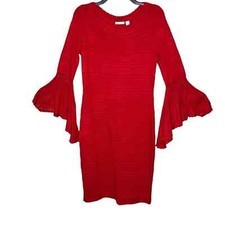Cato Women's Red Bell Sleeve Sweater Dress New