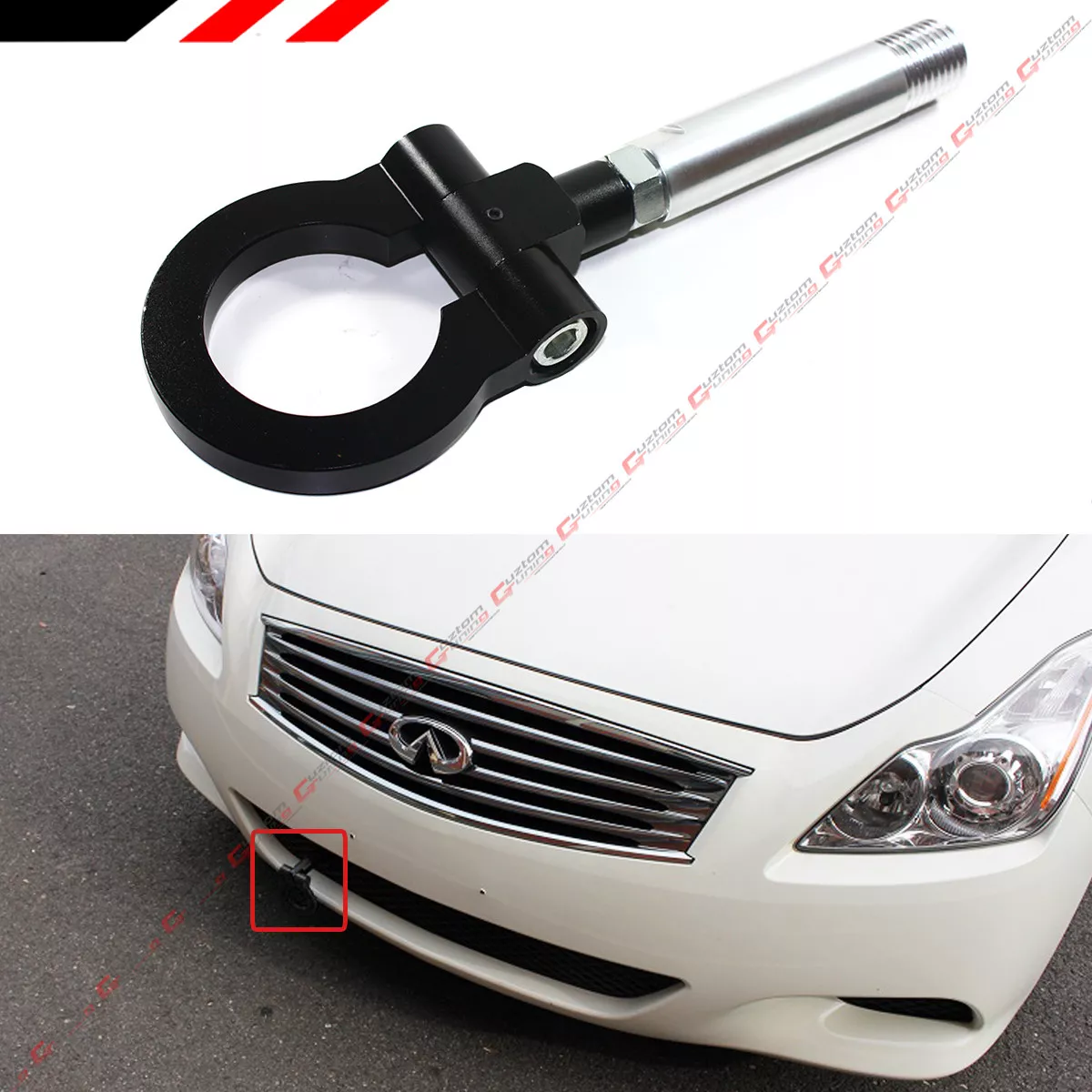 BLACK JDM FOLDING RING SCREW ON FRONT/REAR BUMPER TOW HOOK FOR INFINITI G35  G37