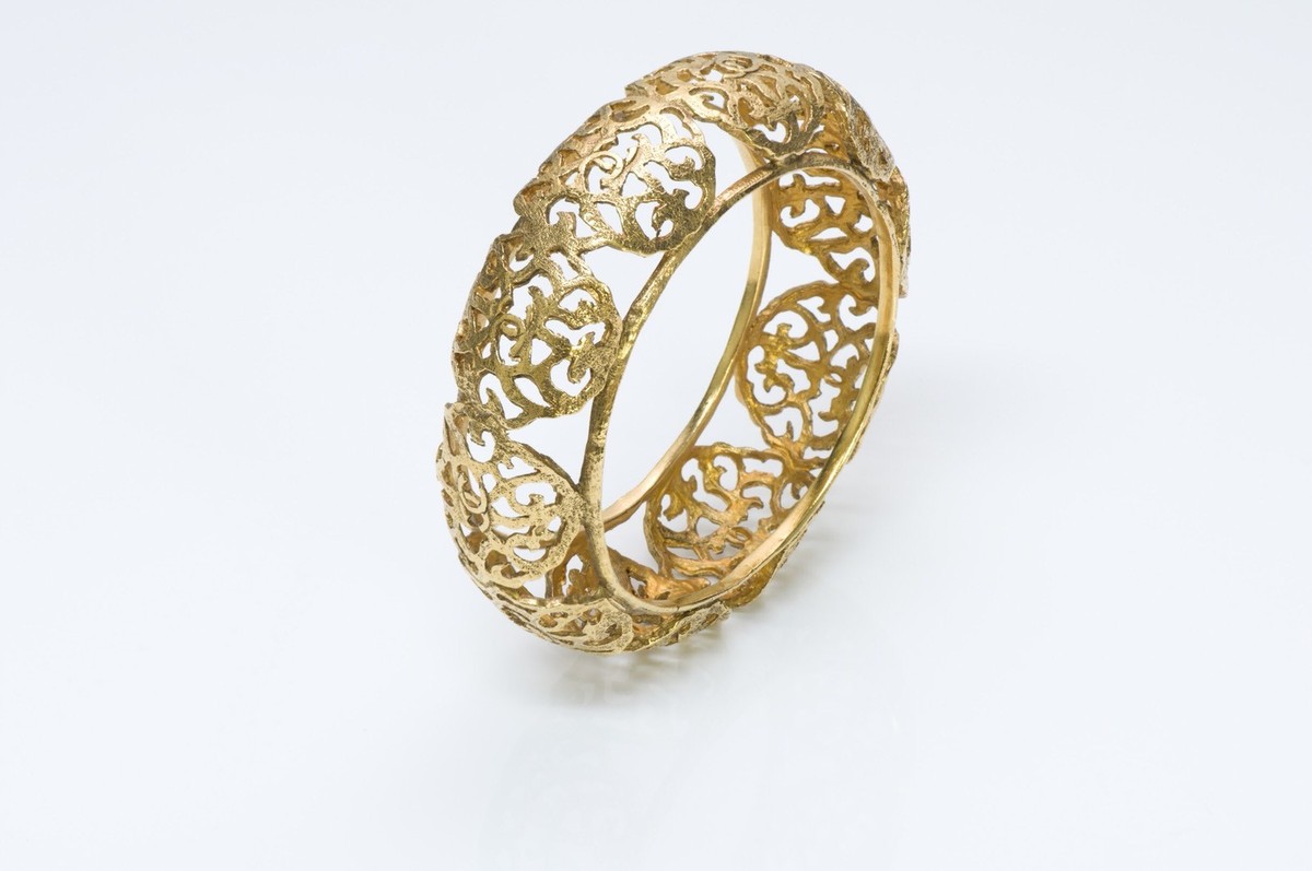 CHANEL Paris 1980's CC Gold Plated Filigree Bangle Bracelet | eBay