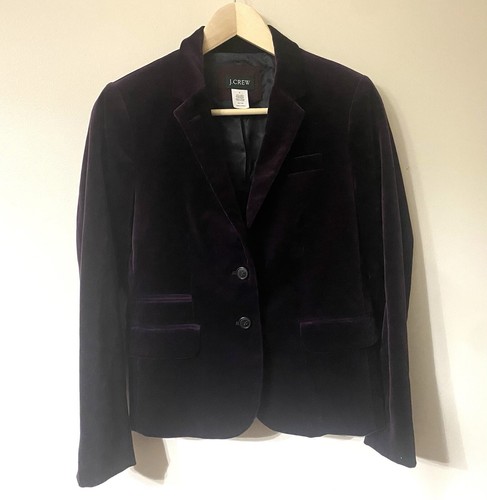 J Crew Deep Rich Purple Velvet Cotton Blazer 4 - Picture 2 of 6
