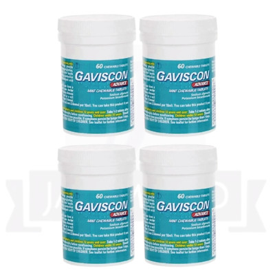 Gavscon  Advance Chewable Mint Tablet 60ct PACK OF 4-EXP-12/2027
