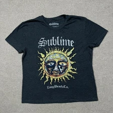 Sublime Women's Shirt Size S Gray Short Sleeve Boxy Crew Neck Stretch Graphic T