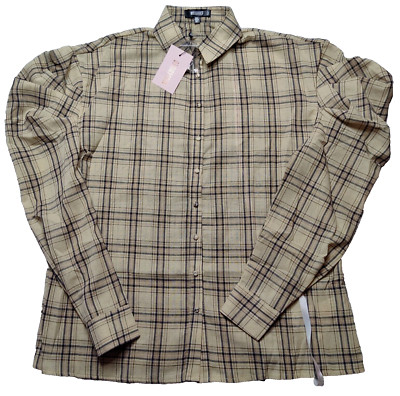 MISSGUIDED Women Size 2 Cream Check Poplin Volume  Button-Up Shirt NEW