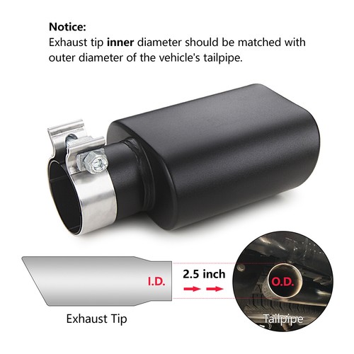 Square Exhaust Tip 2.5" Inlet Rectangle 3" x 5.5" Outlet 9.5" Long Clamp on Desi - Picture 11 of 21