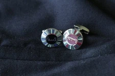 Paul Smith Cufflinks Odd Pair Blue Purple Stripes Chrome Swivel Back French Cuff