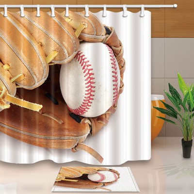 Custom Vintage Baseball Shower Curtain Bathroom Decor Fabric