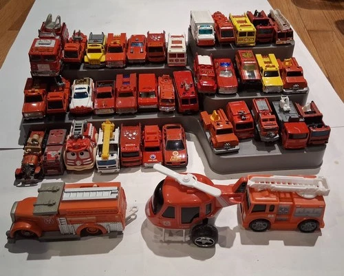 Lot Of 40 Vintage Diecast Fire Department VEHICLES Hot Wheels Matchbox Lesney &