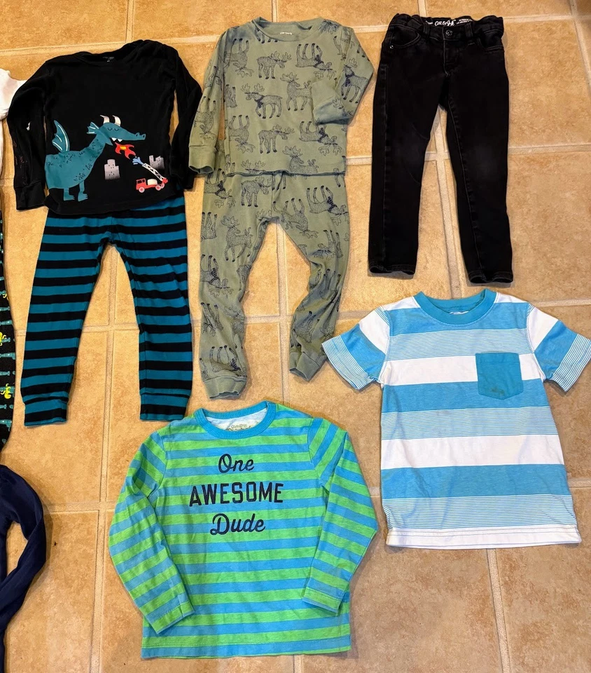 Boys Sz 4T Lot L/S Shirts PJs Jeans Carters Members Mark Childrens Pl 12 Pcs - Image 3 of 3
