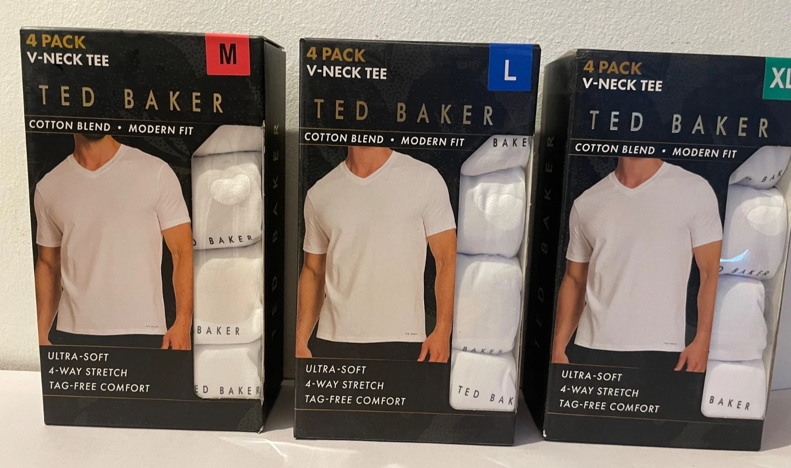 TED BAKER White T-Shirt Mens V-Neck Ultra Soft 4 Pack Stretch Modern Fit M L XL
Opens in a new windo