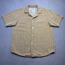 OAS Shirt Mens 2XL Beige White Sculpt Box Cuba Terry Resort Camp Collar Grid