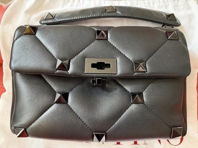 VALENTINO GARAVANI ROMAN STUD THE SHOULDER BAG - groß / schwarz / 100% Original