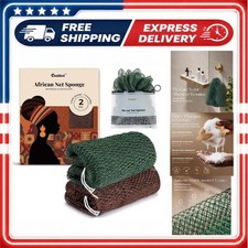 CORATED African Net Sponge 2 Pack Exfoliating Shower Loofah Scrubber