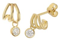 Trendor Schmuck Damen-Ohrringe 925 Silber Vergoldet Zirkonia-Ohrstecker 28548