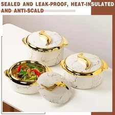 3-Piece Thermal Casserole Dish Set with Lids Insulated Stainless Steel Container