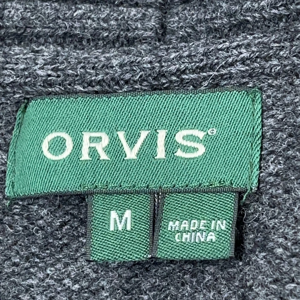 Orvis Cardigan Sweater Men Medium Gray Merino Wool Heavy Grandpa Shawl Neck - Image 3 of 4