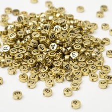 1000pcs Gold Letter Beads for Bracelets, 4x7mm Black Alphabet Small, 4 7gold