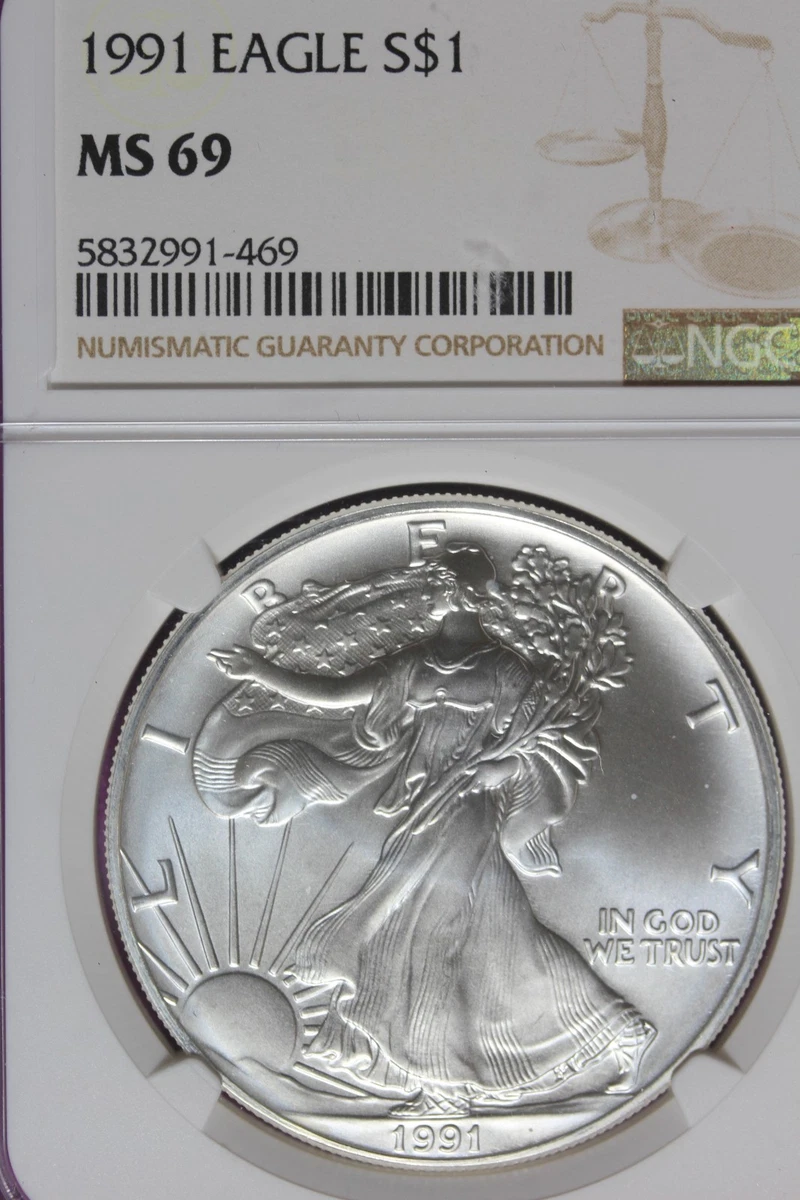 American Eagle MS 69 Graded 1991 Silver Bullion Coins for sale | eBay