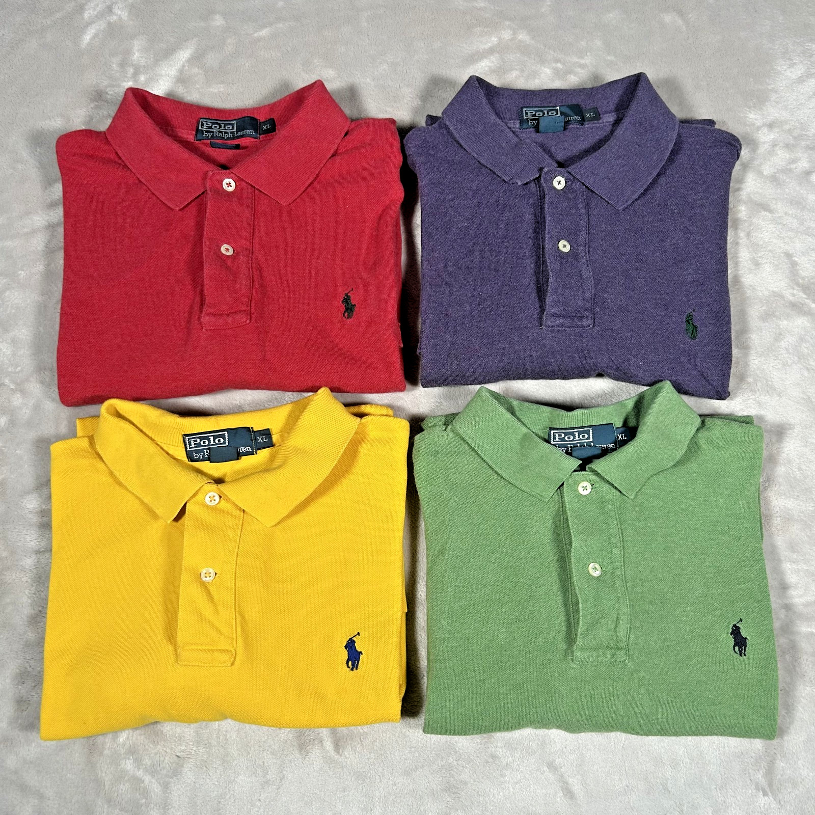 VTG Polo Ralph Lauren Polo Shirts Lot Of 4 Mens XL Short Sleeve Preppy Golf