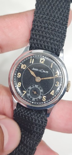 Raro orologio uomo vintage anni 40 JAEGER LeCOULTRE 463 WWII quadrante nero militare - Foto 10 di 24