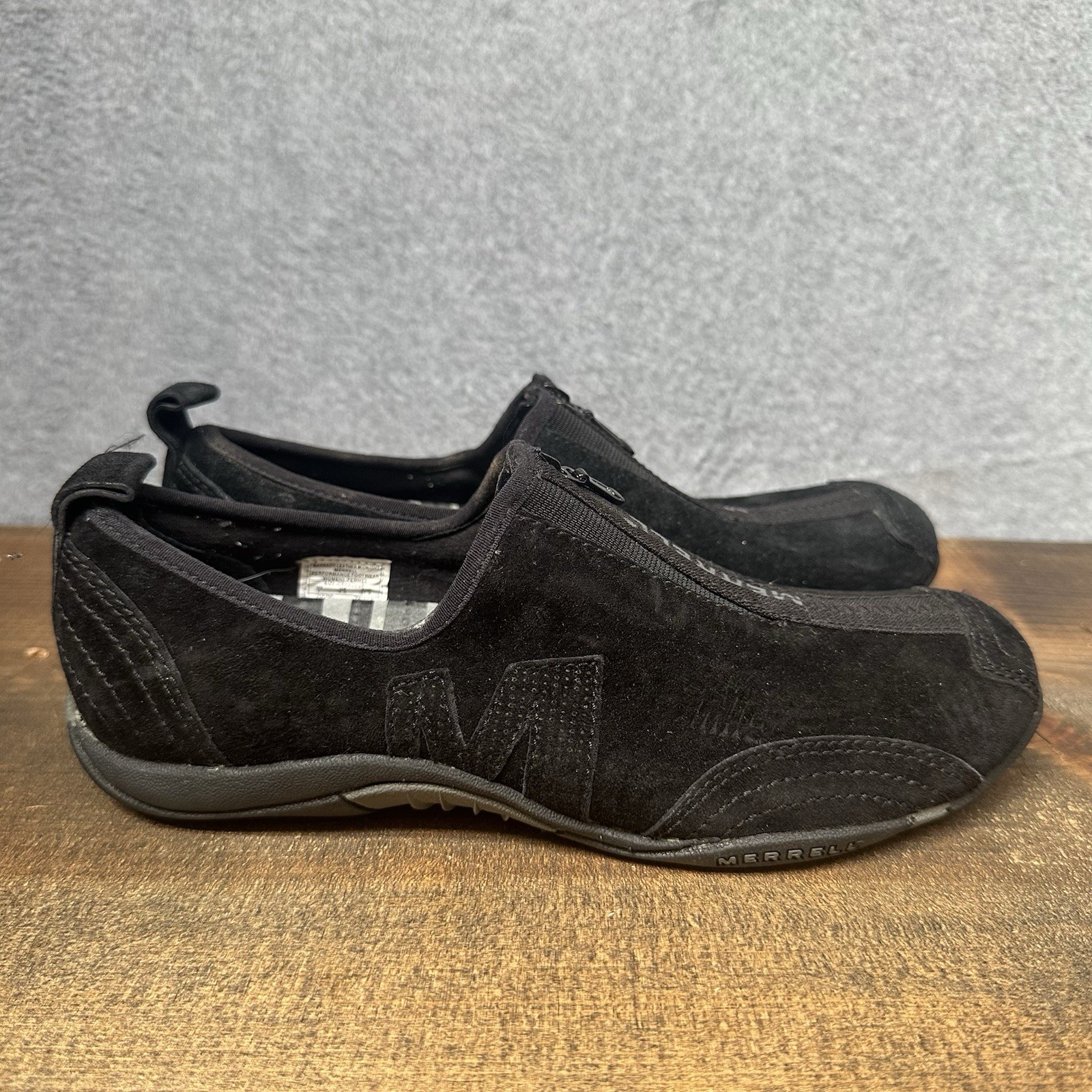 Merrell Barrado Leather Sneakers in Black Suede - Size 7