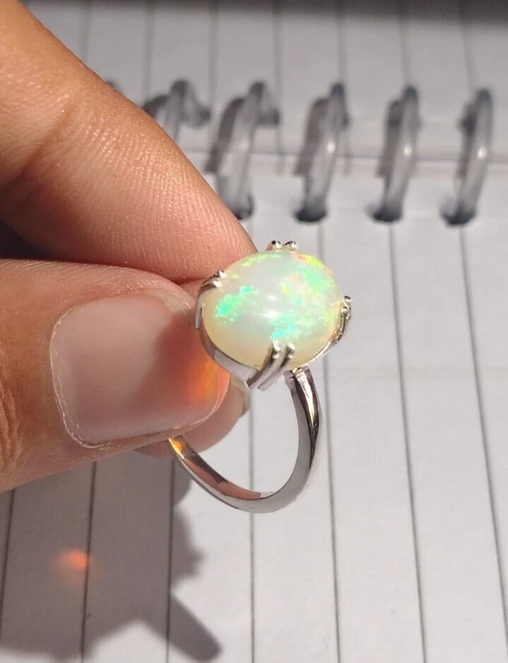 Autentico anello opale di fuoco anello di fidanzamento in argento sterling... - Immagine 4 di 4