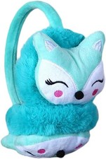 PURFANREE Kids Winter Earmuffs Plush Warm Cute Fox Ear Warmers Earflap Blue