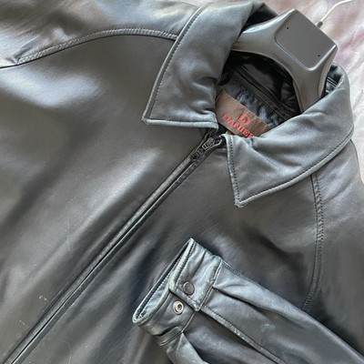 Vtg DANIER (XL) 00s Genuine Lamb Leather Soft Supple Aviator Bomber Coat. Black